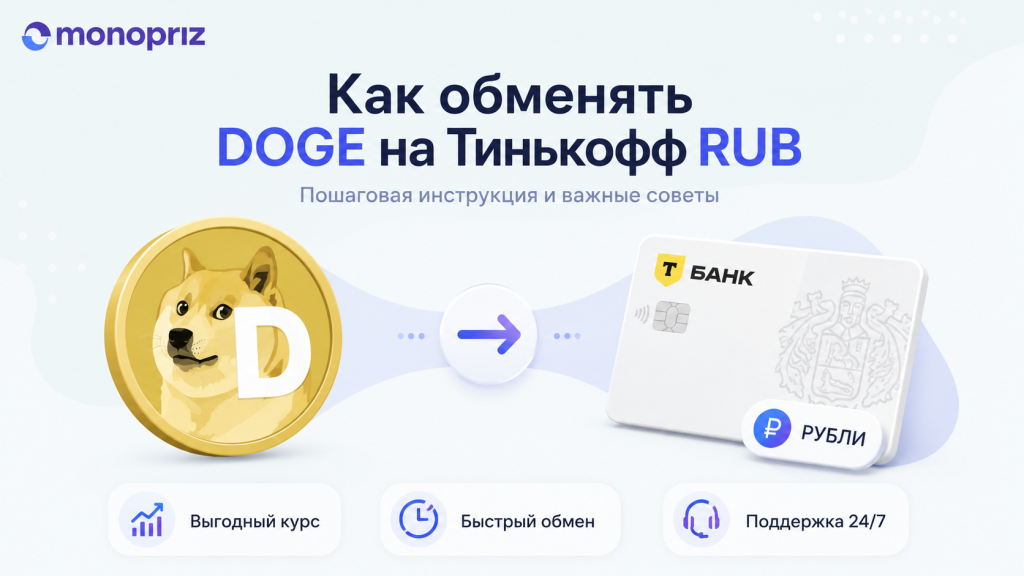 Как обменять Dogecoin (DOGE) на Тинькофф RUB